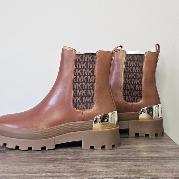 Michael Kors Women's Rowan Leather Bootie Size 8 Luggage NWT - Picture 1 of 8